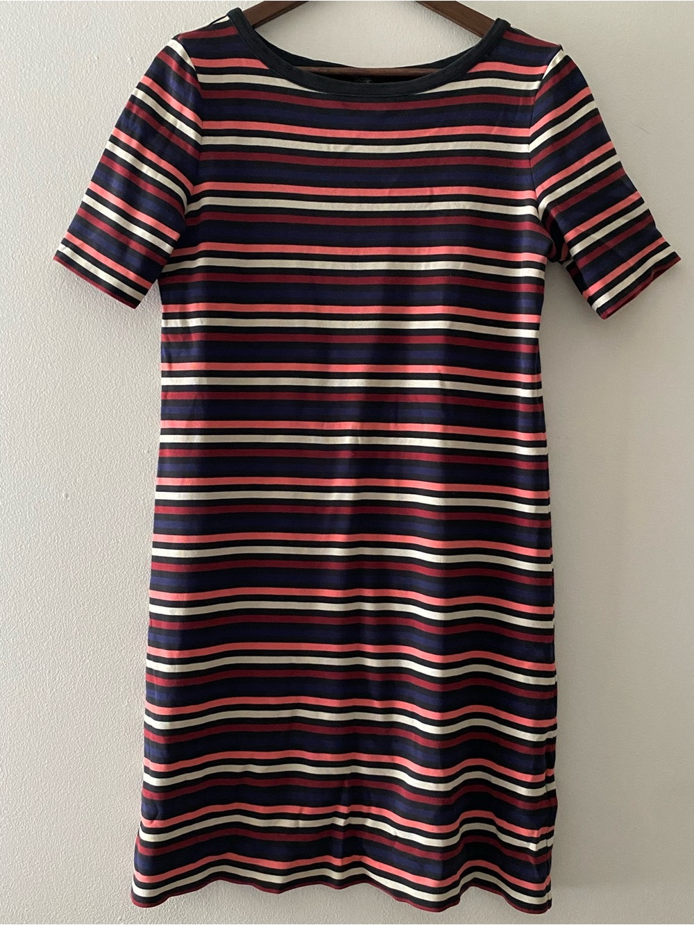 Brooks Brothers Navy, Pink & Cream Striped Short-Sleeve T-Shirt Dress